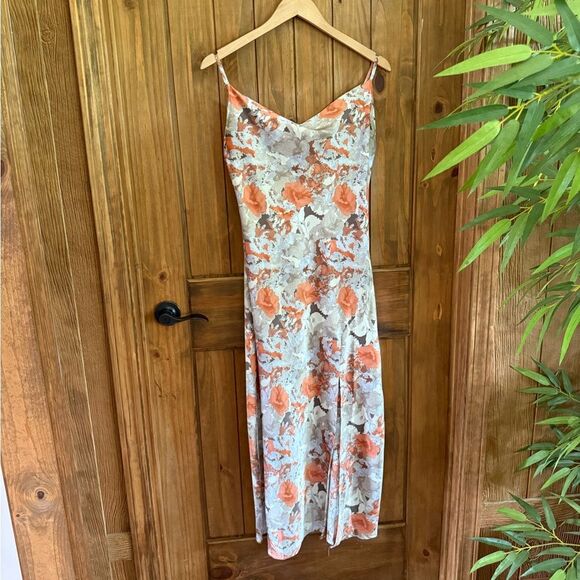 Paper Heart Floral Drape Neck Midi Slip Dress In Multicolor - Picture 2 of 8